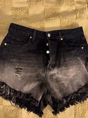 wild fable Black Washed Distressed Frayed Denim Shorts